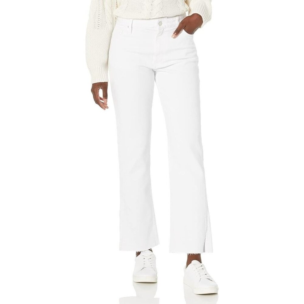 The Drop Women's Ian Relaxed Straight with Side Slit White Denim Size 32